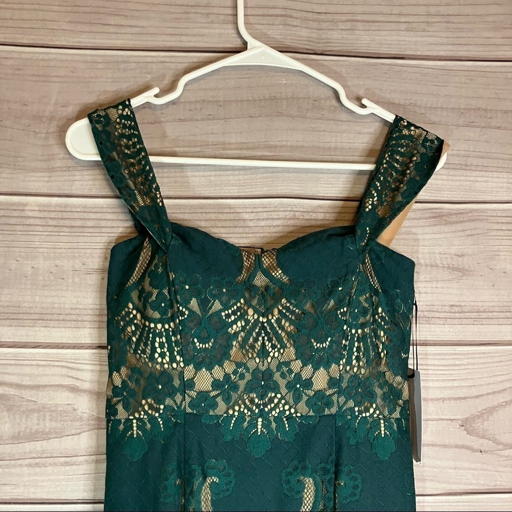 RYSE the Label Alex Dark Green Lace Off the Shoulder Bodycon Dress - Picture 3 of 12